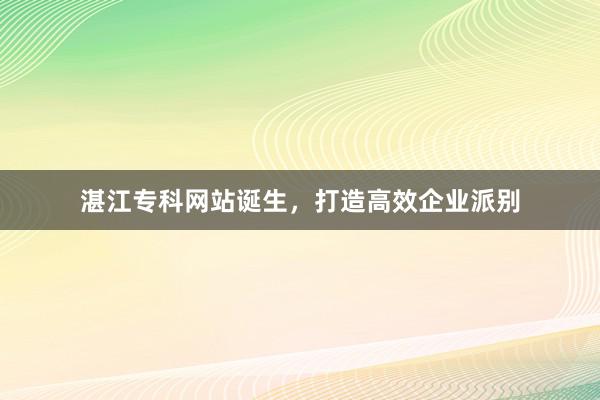 湛江专科网站诞生，打造高效企业派别
